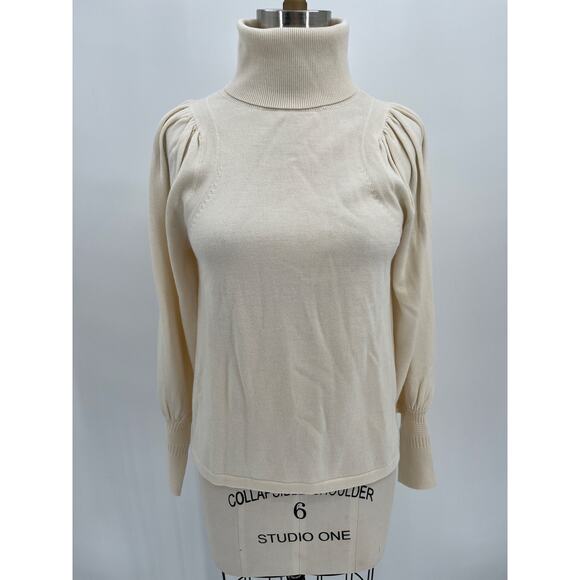 Apiece Apart Dewi Turtleneck Sweater Sz S Ivory Wool/Silk Puff Sleeve - Picture 1 of 7